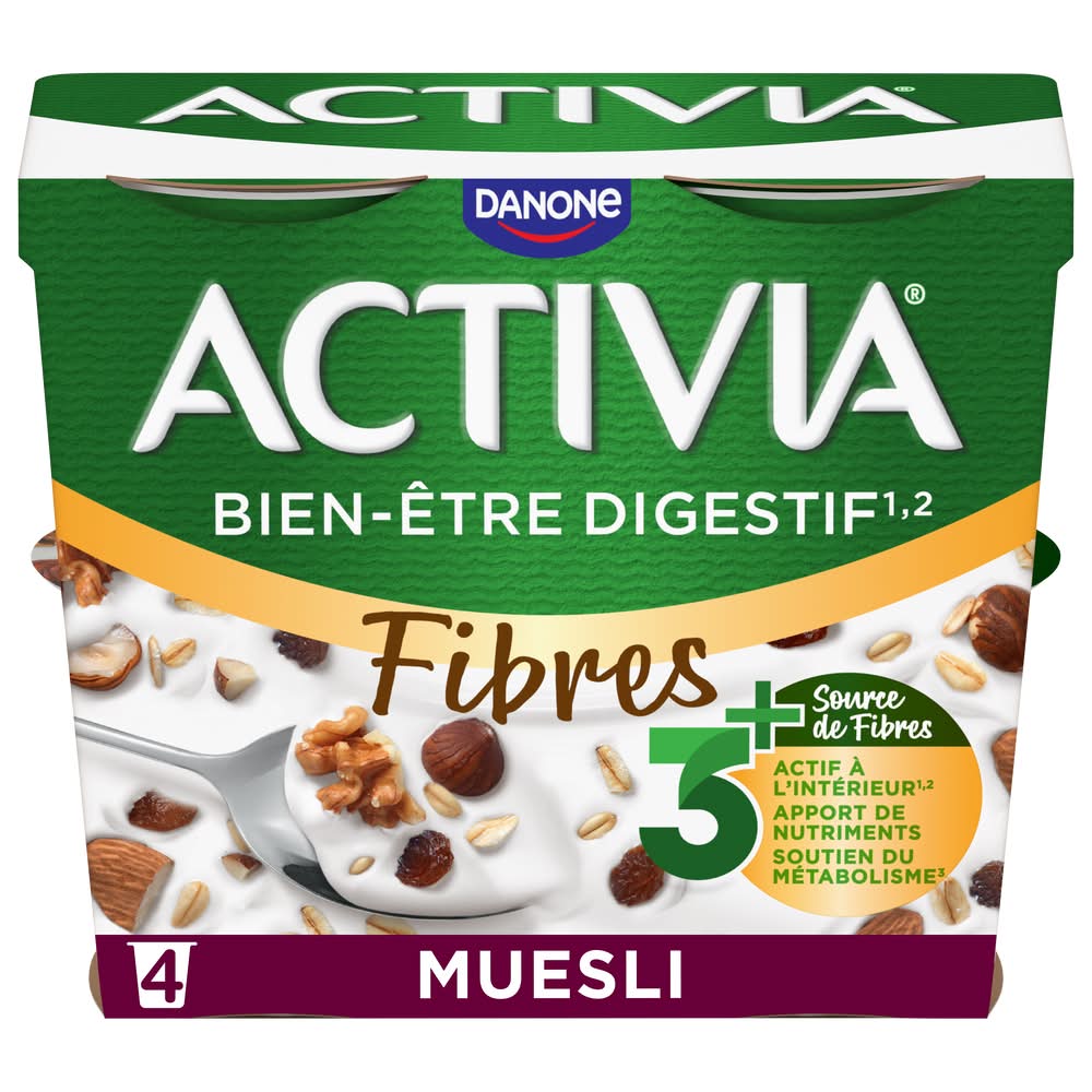 Activia - Yaourt au bifidus aromatisé, muesli (4 x 120g)