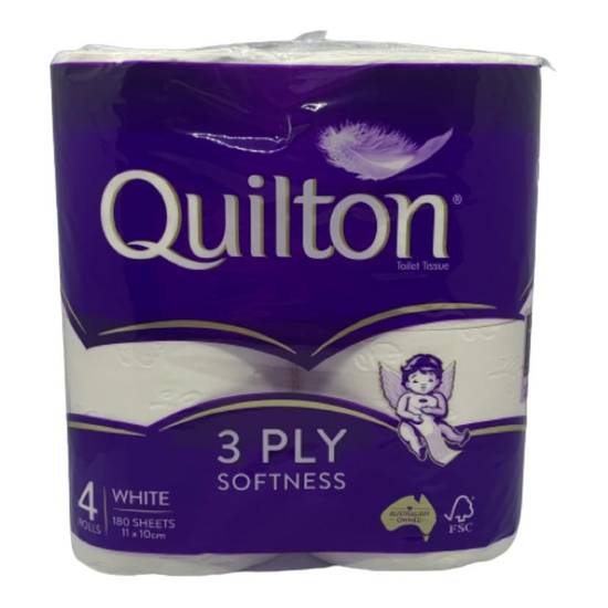 Quilton 3ply Classic White Toilet Paper Roll (4 Pack)