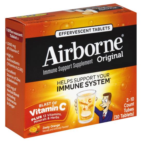 Airborne Zesty Orange Vitamin C Immune Support Supplement (30 tablets)