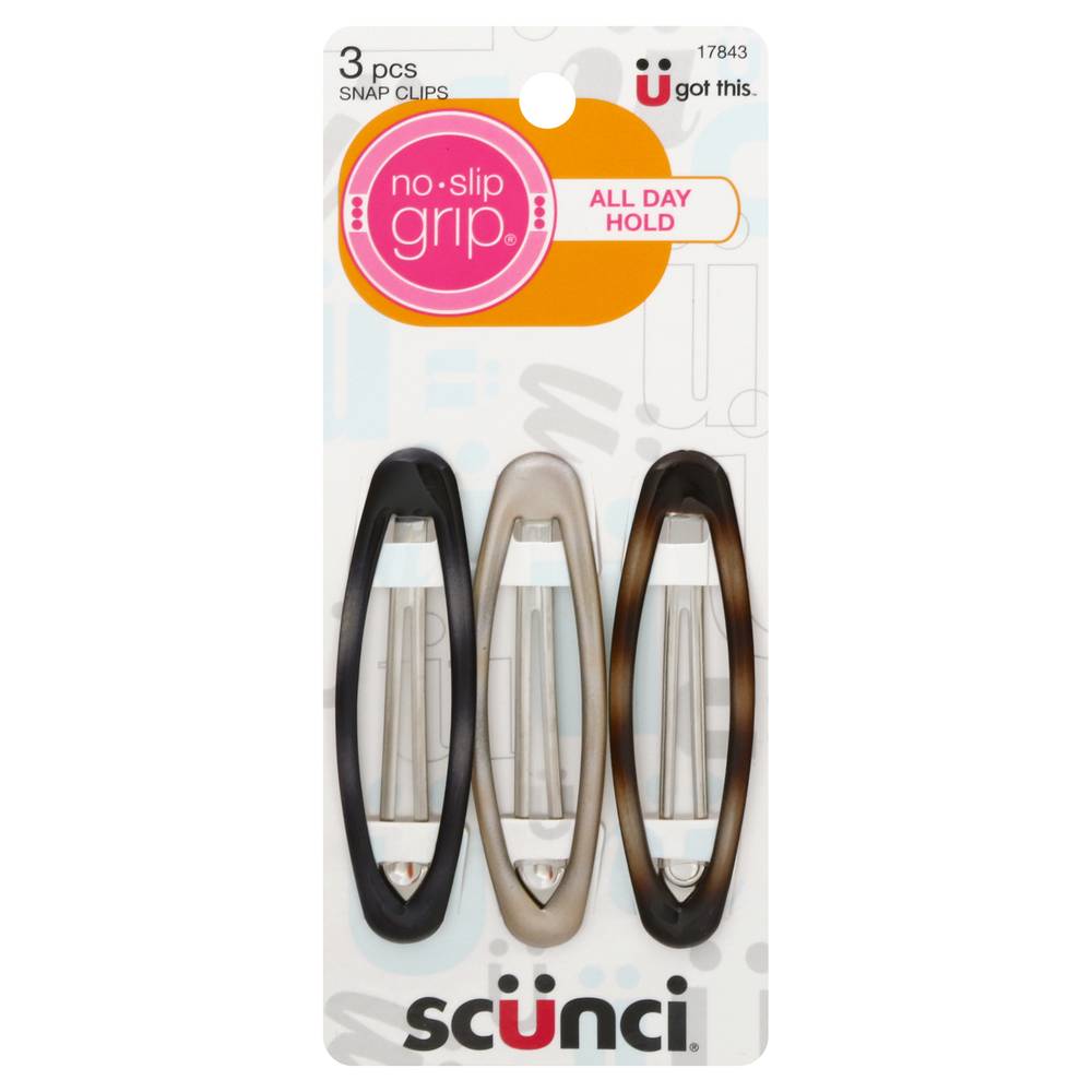 Scunci No-Slip Grip Oval Snap Clip (3 ct)