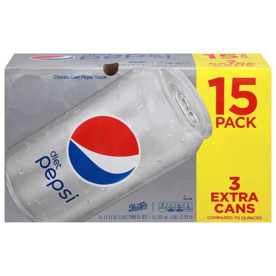 Pepsi Diet Soda (15 ct, 12 fl oz)