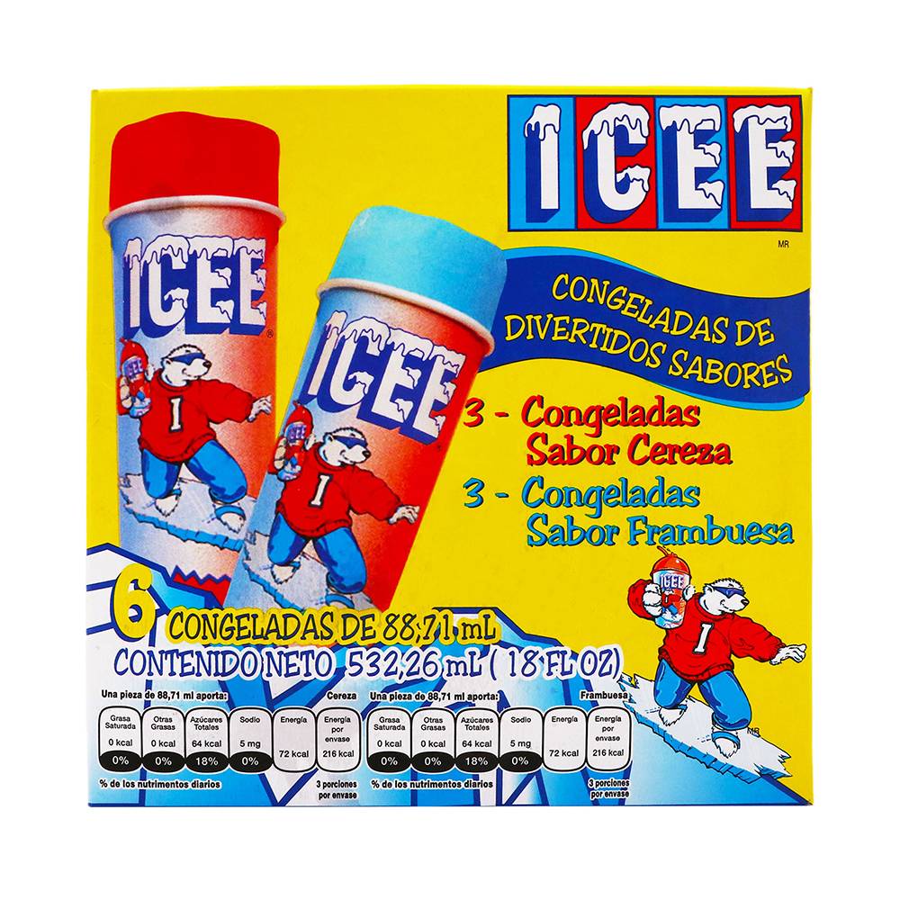 ICEE congeladas freeze (6 pack, 89 ml) (cereza/frambuesa azul)