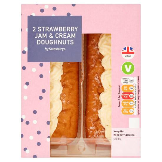 Sainsbury's Strawberry Jam & Cream Doughnuts 2x63g