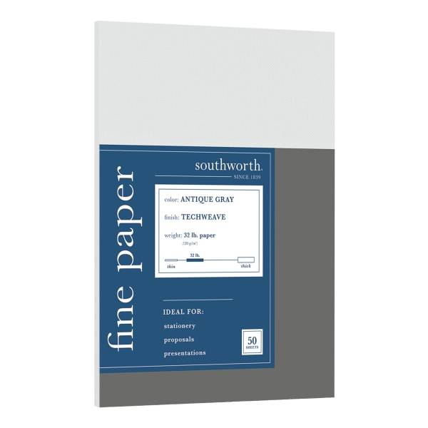 Southworth Techweave Business Multi-Use Print & Copy Paper, Letter Size (8 1/2" x 11"), antique gray