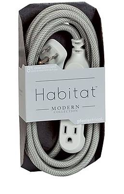 360 Electrical Habitat Braided 8' Extension Cord, 3-Outlet, Multicolor (360426)