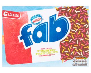 Fab Strawberry Ice Lollies 6x58ml