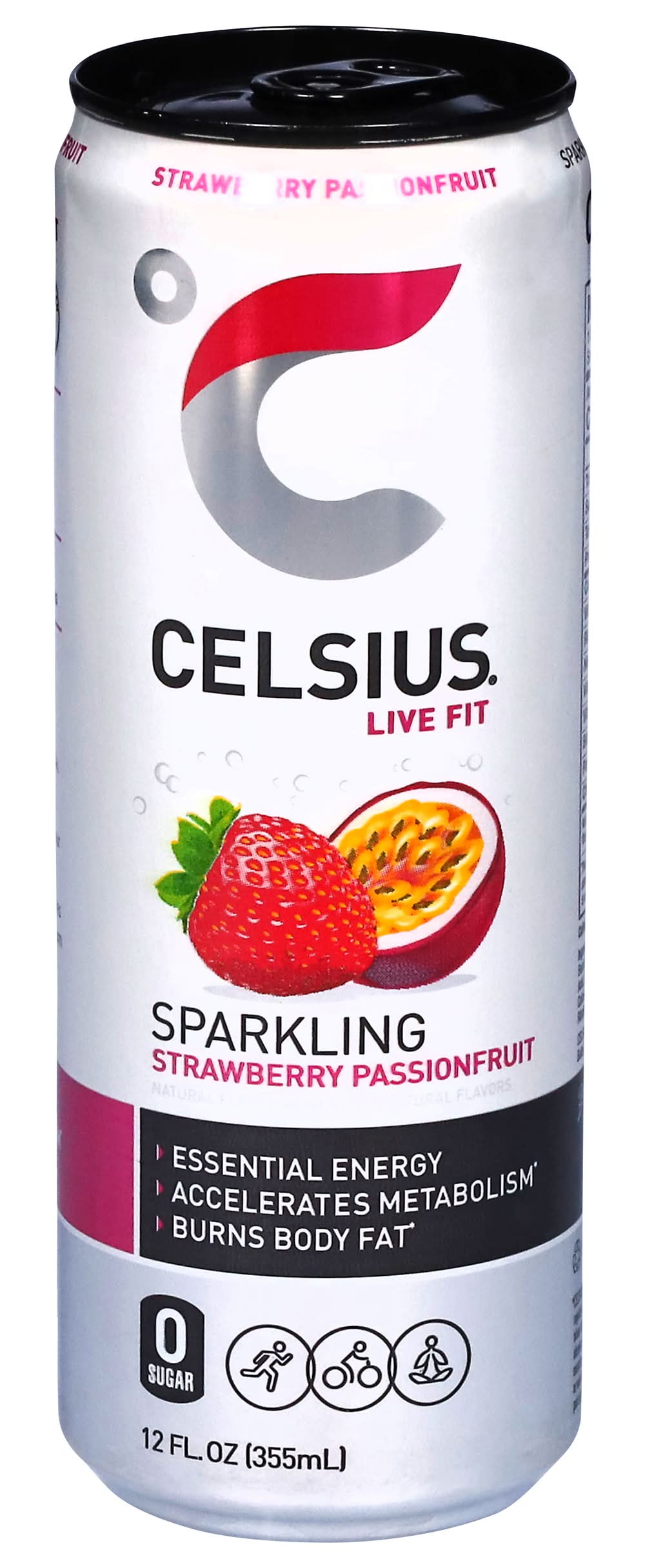 Celsius Live Fit Sparkling Energy Drink, Strawberry Passionfruit (12 fl oz)