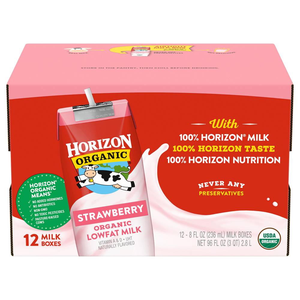 Horizon Organic 1% Low Fat Strawberry Milk (12 ct, 8 fl oz)