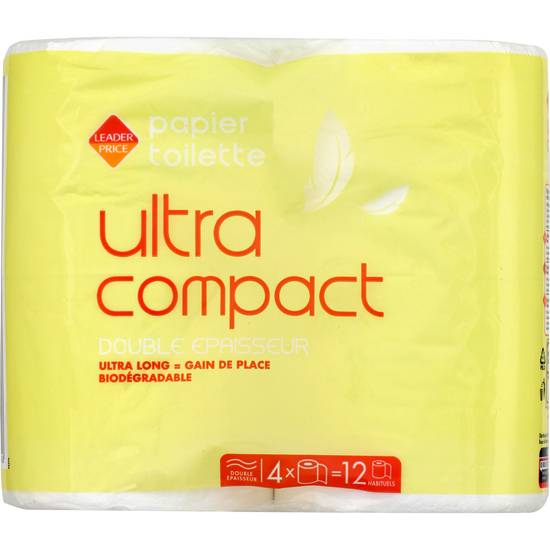 Papier toilette compact Leader Price x4