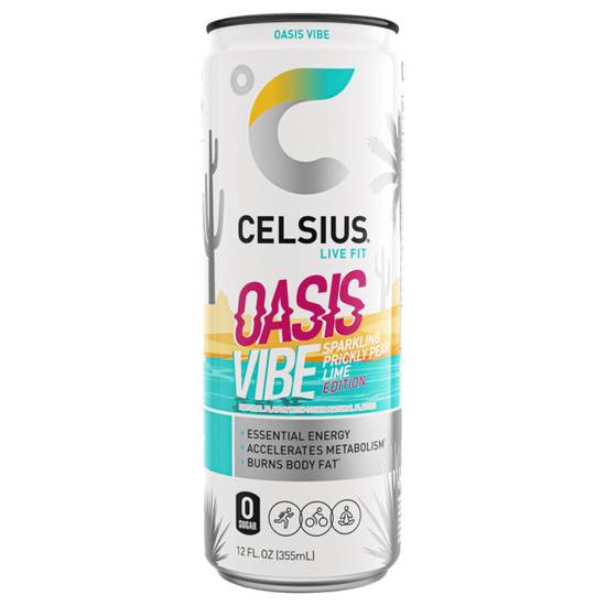 Celsius Oasis Vibe Sparkling Prickly Pear Lime 12oz