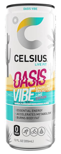 Celsius Oasis Vibe Sparkling Prickly Pear Lime 12oz