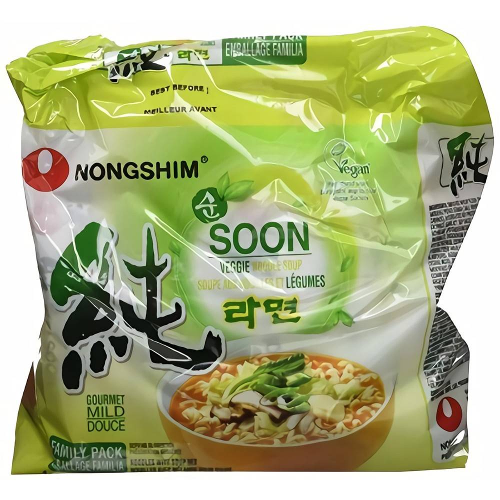 Nongshim Vegan Soon Veggie Gourmet Mild Noodle Soup (448 g, 4 ct)