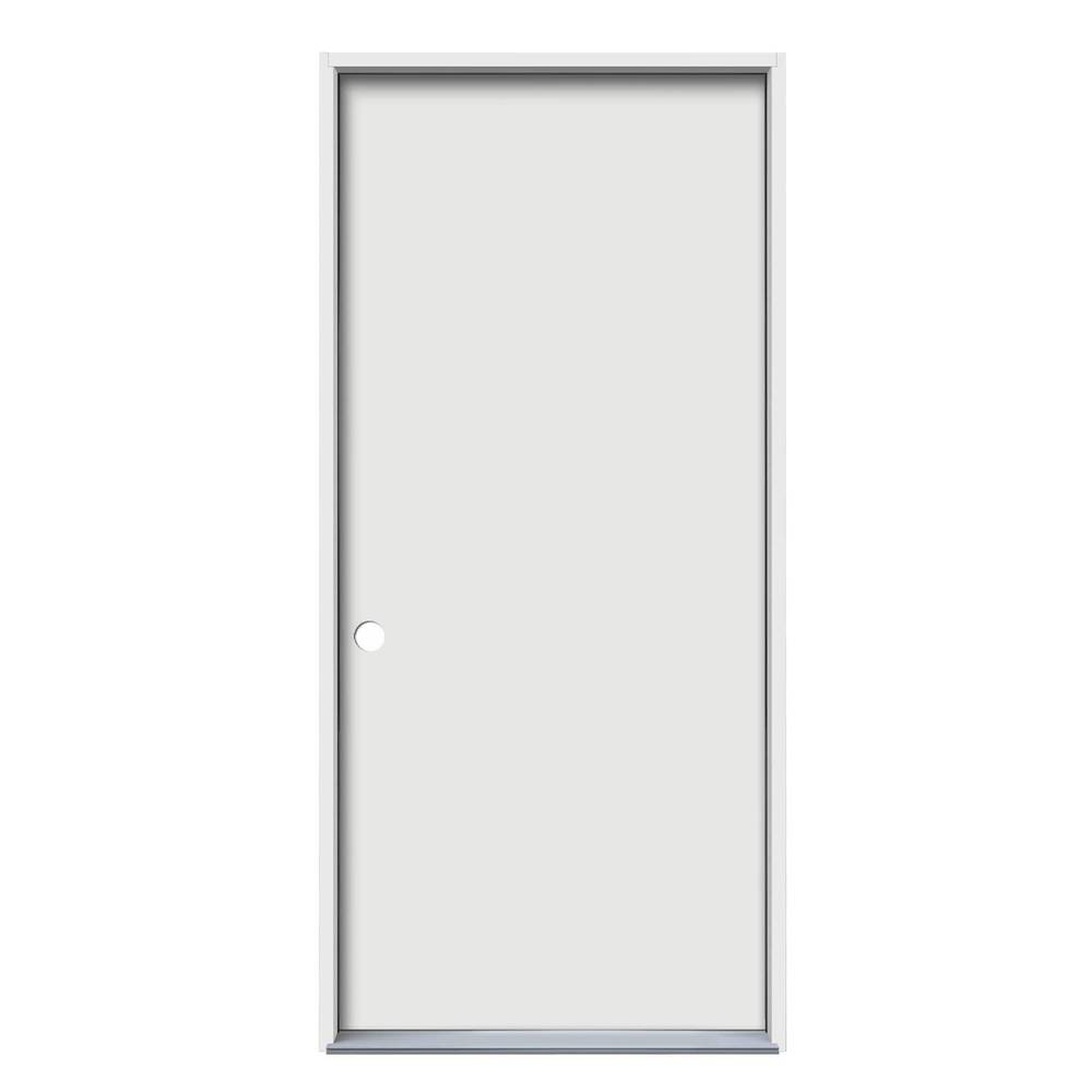 JELD-WEN 32-in x 80-in x 4-9/16-in Steel Right-Hand Inswing Primed Prehung Front Door Insulating Core | JW32FLSSTLNBMRHIS