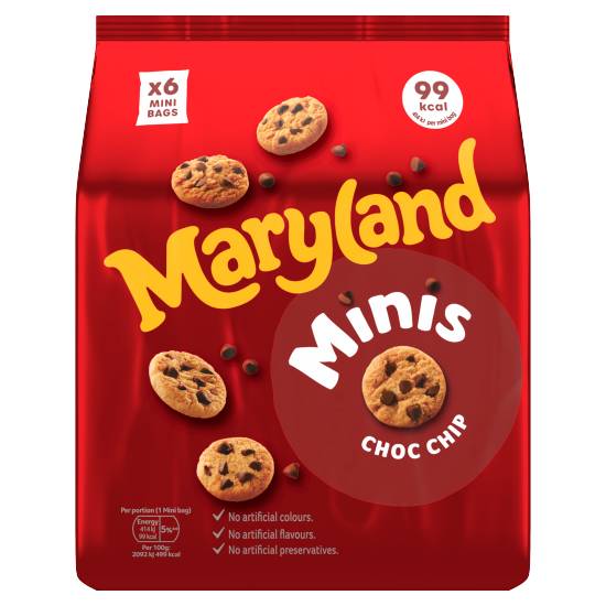 Maryland Minis Choc Chip Cookies 6 Mini Bags 118.8g
