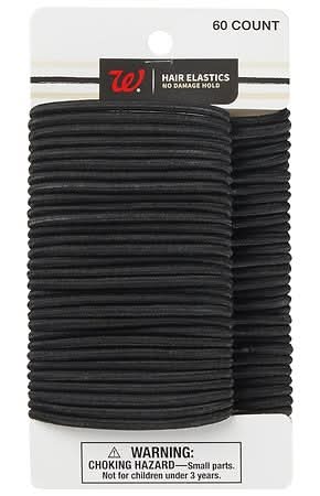 Walgreens Hair Elastics, Black (60 ct)