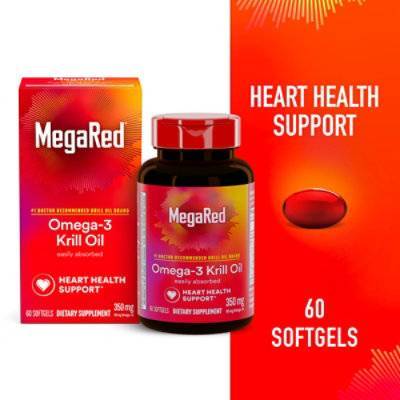 Megared Omega 3 Krill Oil Heart Health Support Softgels (60ct)