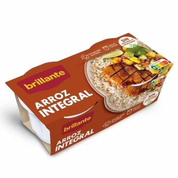 Arroz integral para microondas Brillante pack de 2 unidades de 125 g.