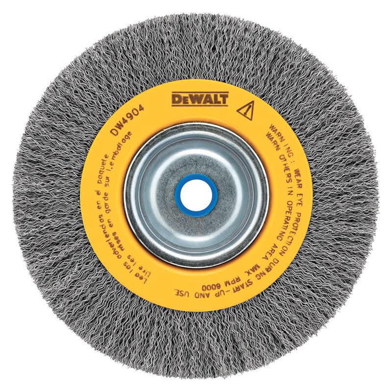 Dewalt 6 In. Fine Crimped/Knotted Wire Wheel Brush Carbon Steel 6000 Rpm 1 Pc
