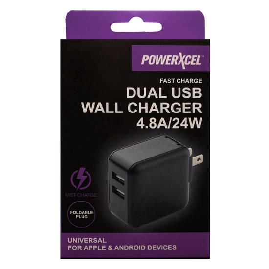 Powerxcel Fast Dual Usb Wall Charger (black)