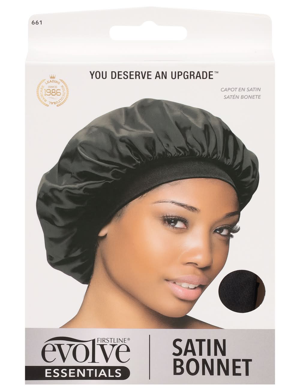 Evolve Essentials Satin Midnight Hair Bonnet, Black