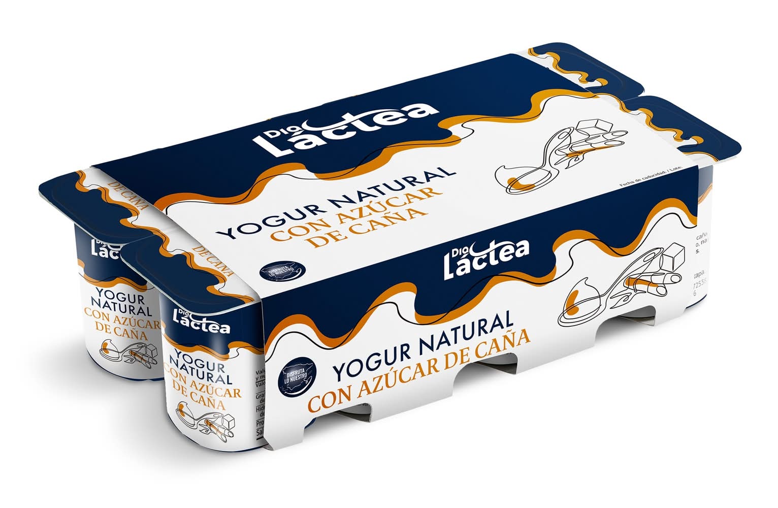 Yogur Natural Con Azúcar De Caña Dia Láctea Pack 8 X 125 G