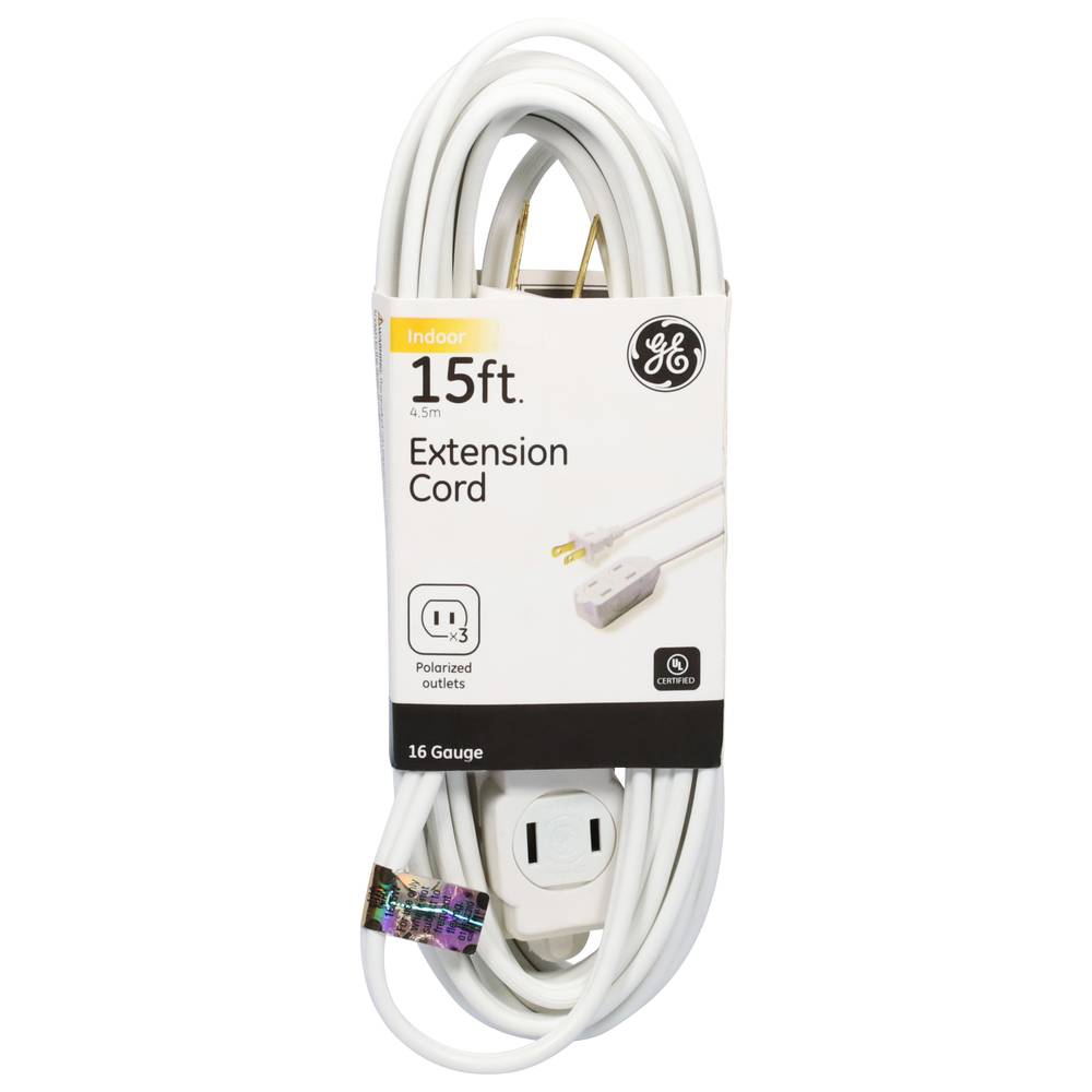 General Electric Extension Cord Indoor White 15 Feet