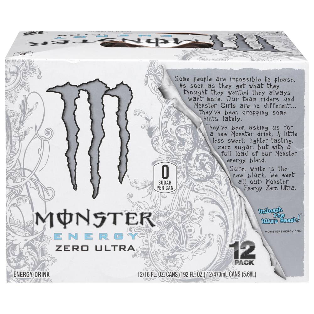 Monster Energy Zero Ultra Energy Drinks (12 x 16 fl oz)