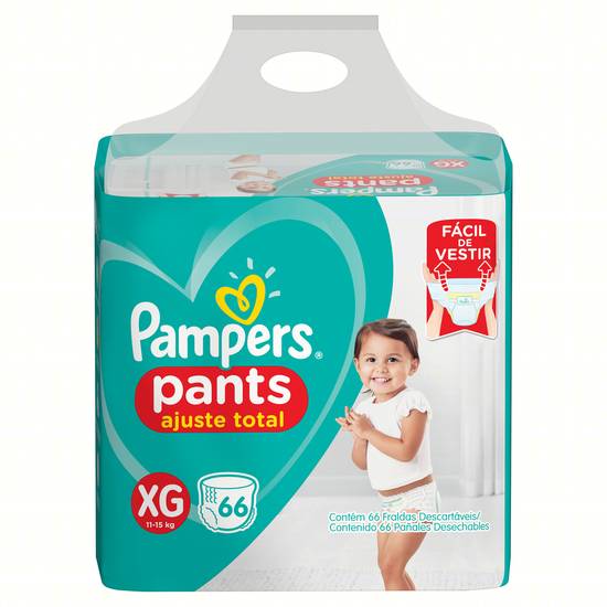 Pampers fralda descartável infantil pants ajuste total xg (66 un)