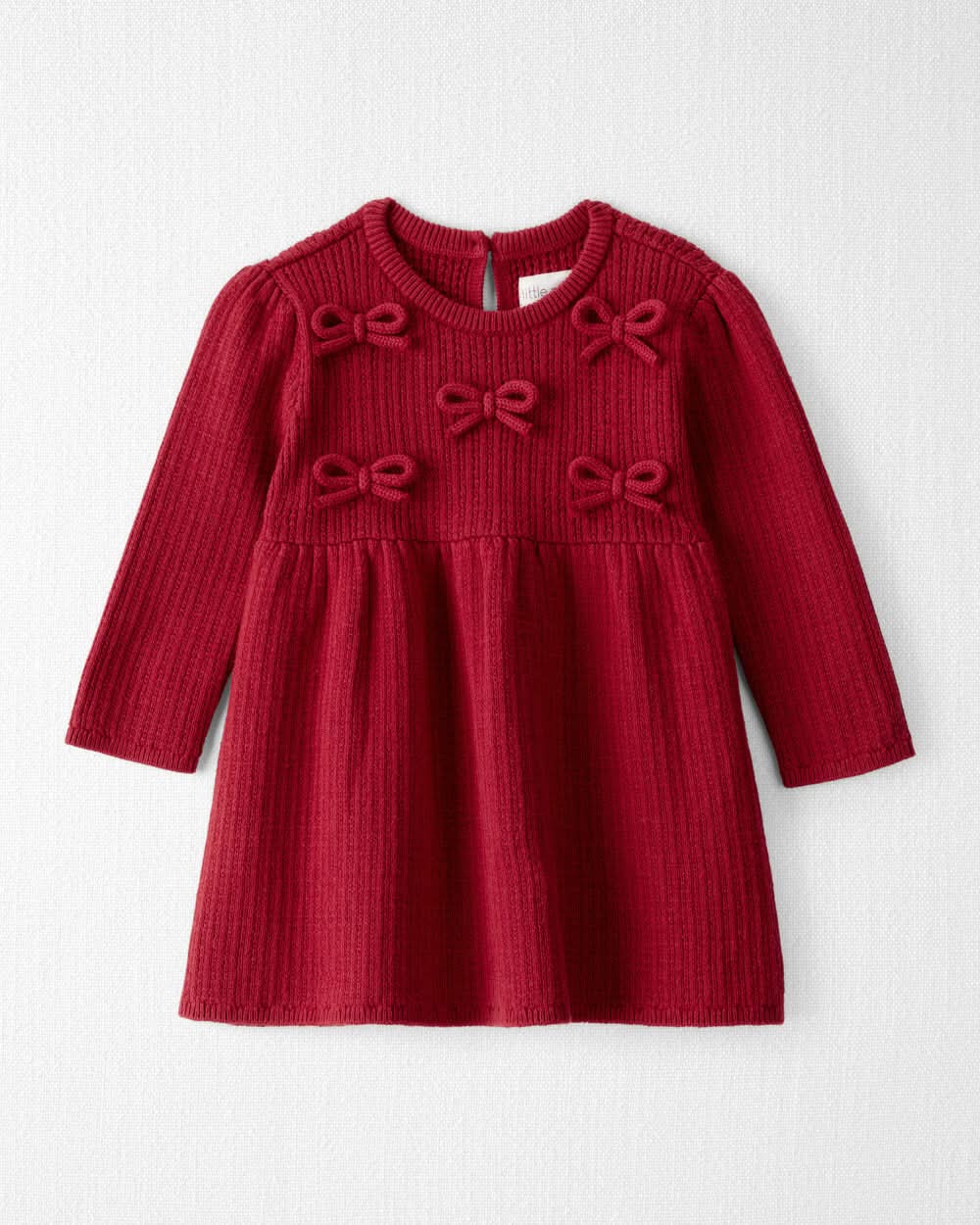 Baby Girl Organic Cotton Sweater Knit Dress - Deep Red - 24M