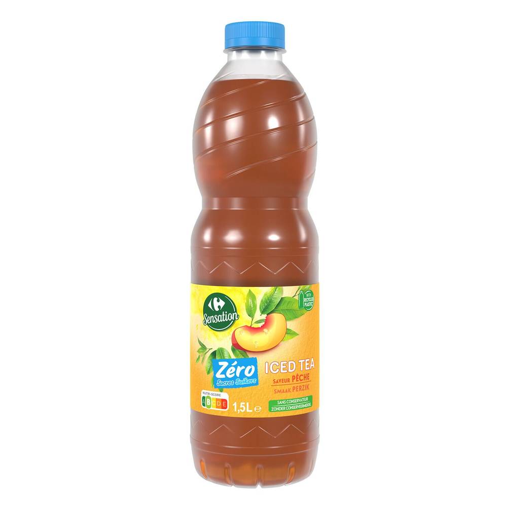 Boisson Iced Tea saveur pêche zéro CARREFOUR SENSATION - La bouteille d'1,5L