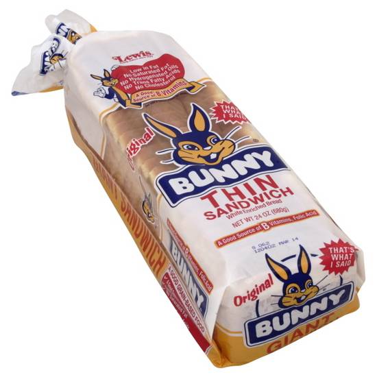 Bunny White Enriched Thin Sandwich Bread