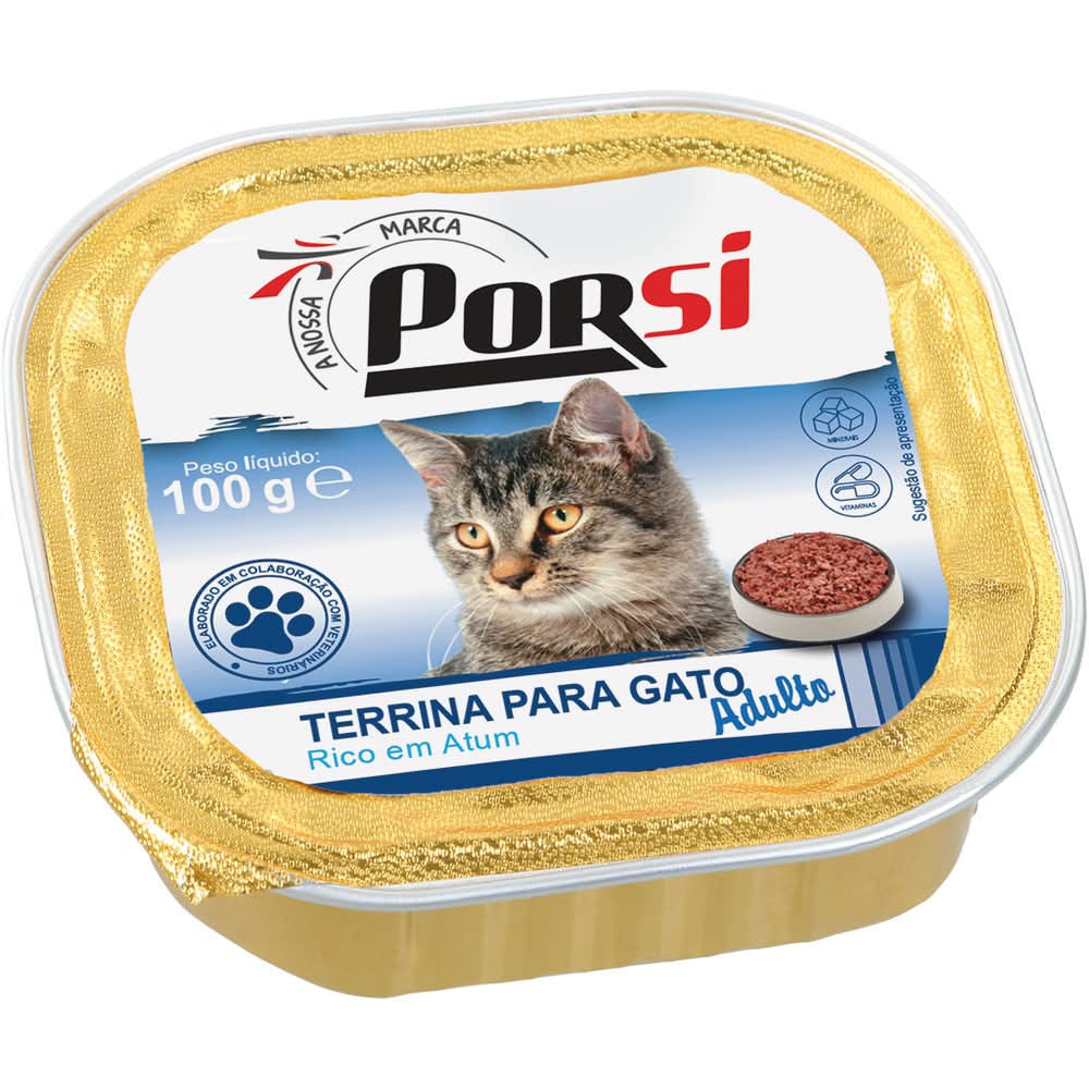 PorSi - Alimento húmido para gato rico em atum, embalagem de 100g
