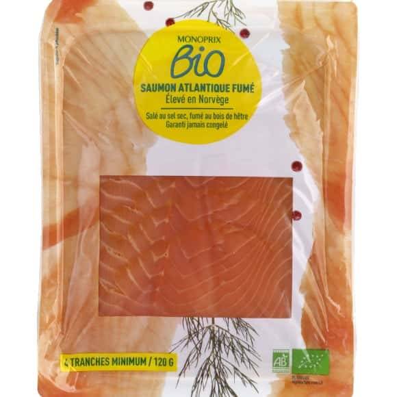 Monoprix Bio Saumon Atlantique Élevé En Norvège Les 4 Tranches, 120G