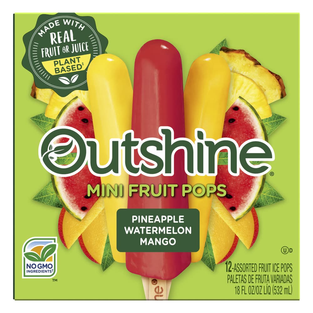 Outshine Mini Fruit Pops, Pineapple Watermelon Mango (18 fl oz, 12 ct)