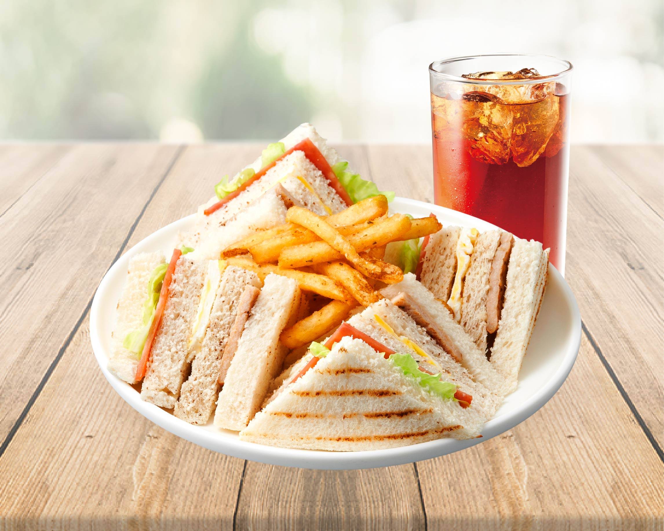 【套餐】里肌豬總匯盤餐｜Pork Tenderloin Club Sandwich Meal