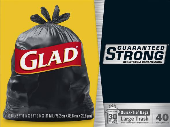 Glad 30 Gallon Large Quick-Tie Trash Bags