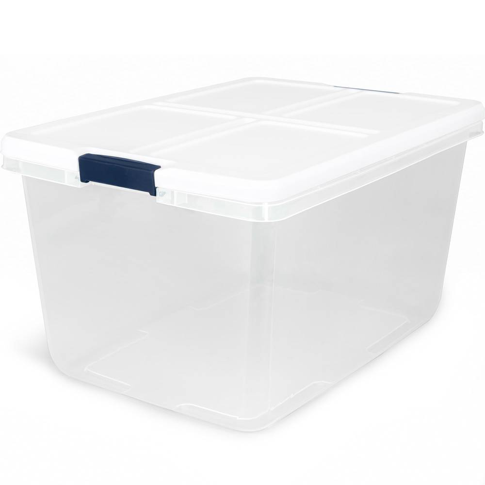 Project Source Medium 16.5-Gallons (66-Quart) Clear, White Tote with Latching Lid | 7255LWS-010-000-0759