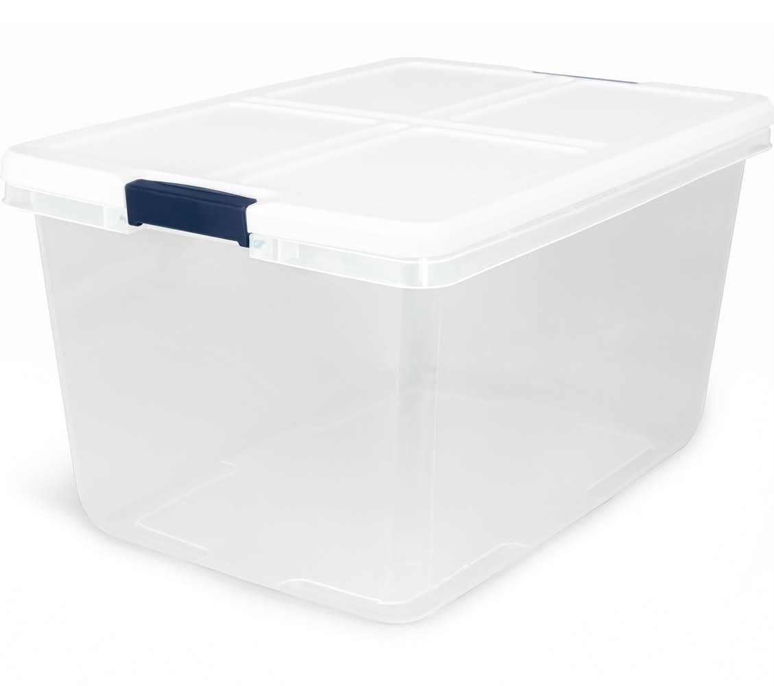 Project Source Medium 16.5 -Gallons ( 66 -Quarts ) Clear/White Stackable Tote with Latching Lid