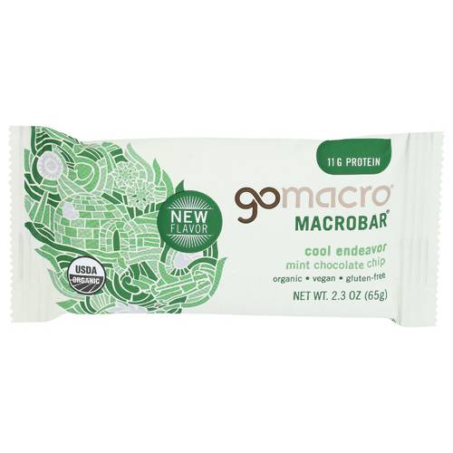 Gomacro Organic Cool Endeavor Mint Chocolate Chip Protein Bar