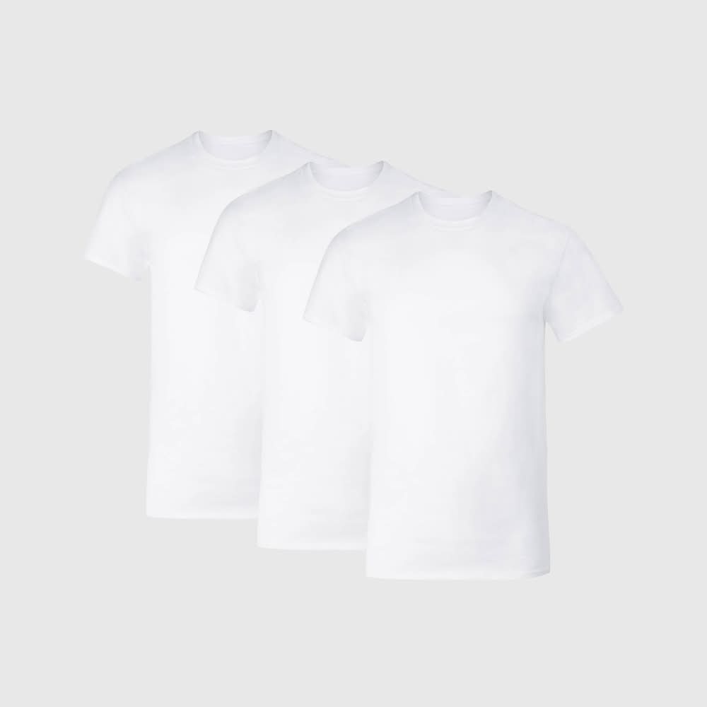 Hanes Cotton Stretch Crewneck T Shirt, Men, L, White (3 ct)