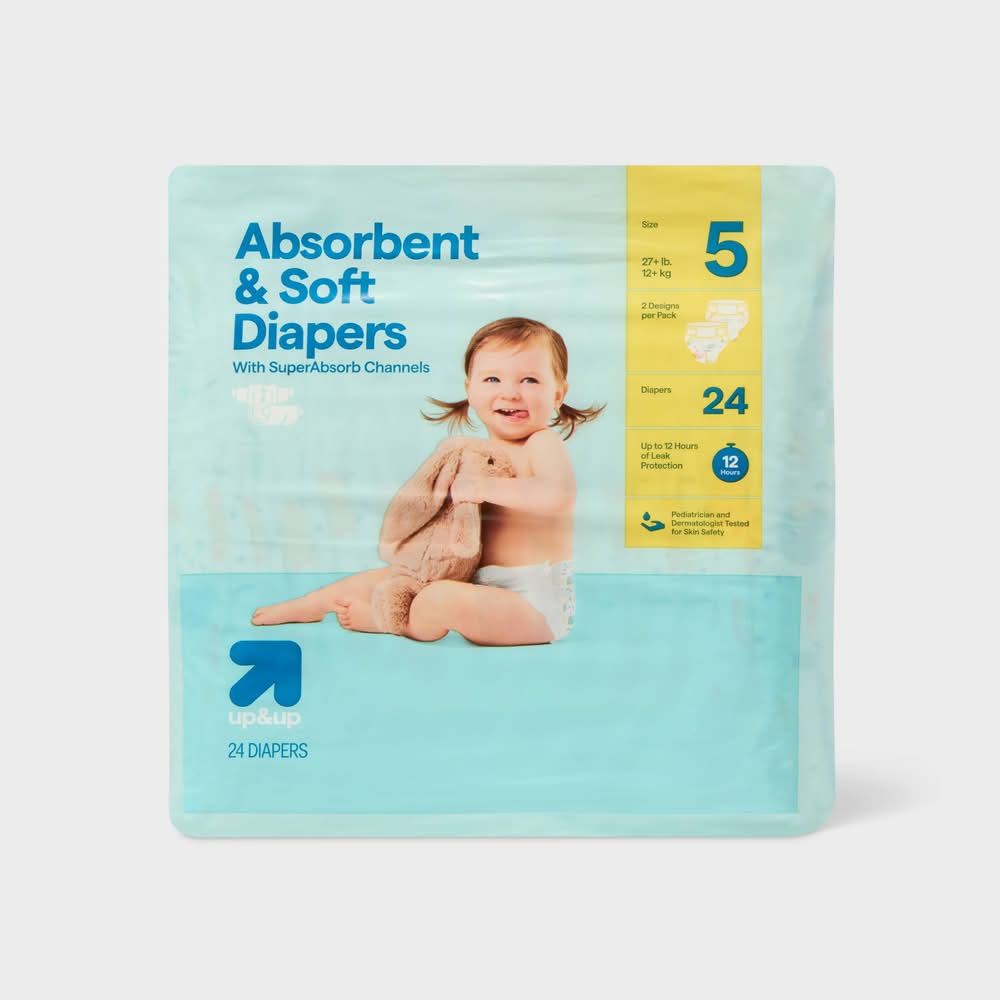 up&up Super Absorb Disposable Diapers, 5 (24 ct)