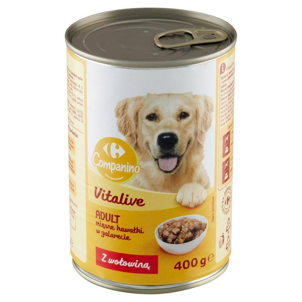 Carrefour Companino Vitalive Karma dla psów mięsne kawałki w galarecie z wołowiną 400 g