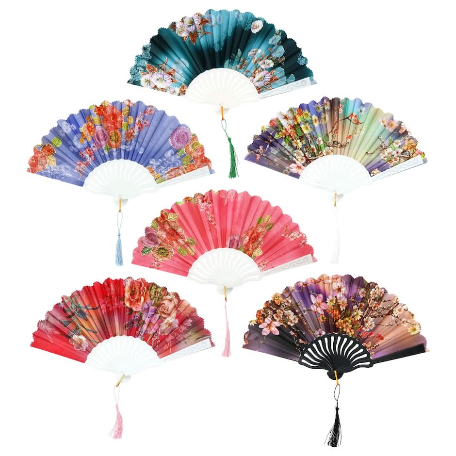 Colorful Metallic Foldable Flower Fan, 1 ct.