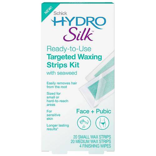 Schick Hydro Silk Ready-to-Use Targeted Waxing Strips Kit for Face + Pubic - 40.0 ea