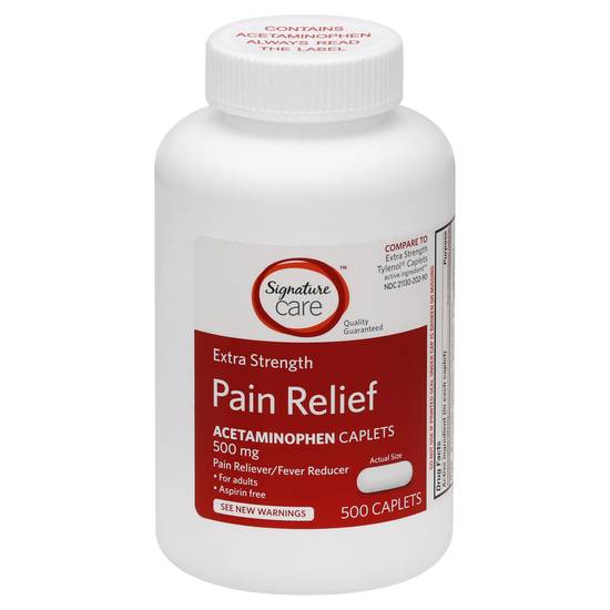 Signature Care Extra Strength Pain Relief 500 mg Acetaminophen Caplets