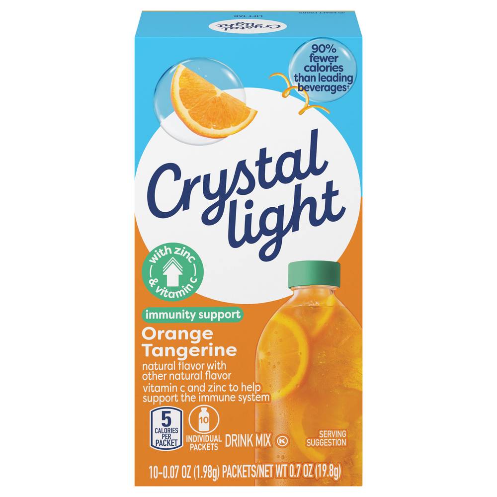 Crystal Light Immunity Support Powdered Drink Mix, Orange Tangerine (0.07 oz, 10 ct)