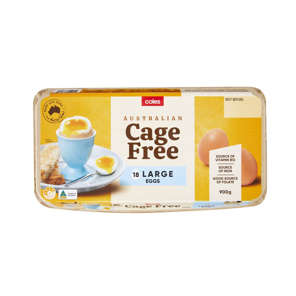 Coles Cage Free Eggs 18 pack 900g