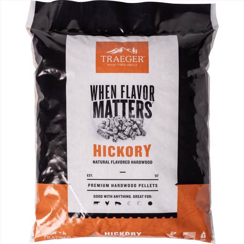 Traeger Premium All Natural Hickory Hardwood Pellets 20 Lb