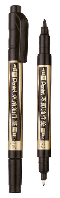 PENTEL 雙頭油性筆-黑色 <1PC支 x 1 x 1PC支>