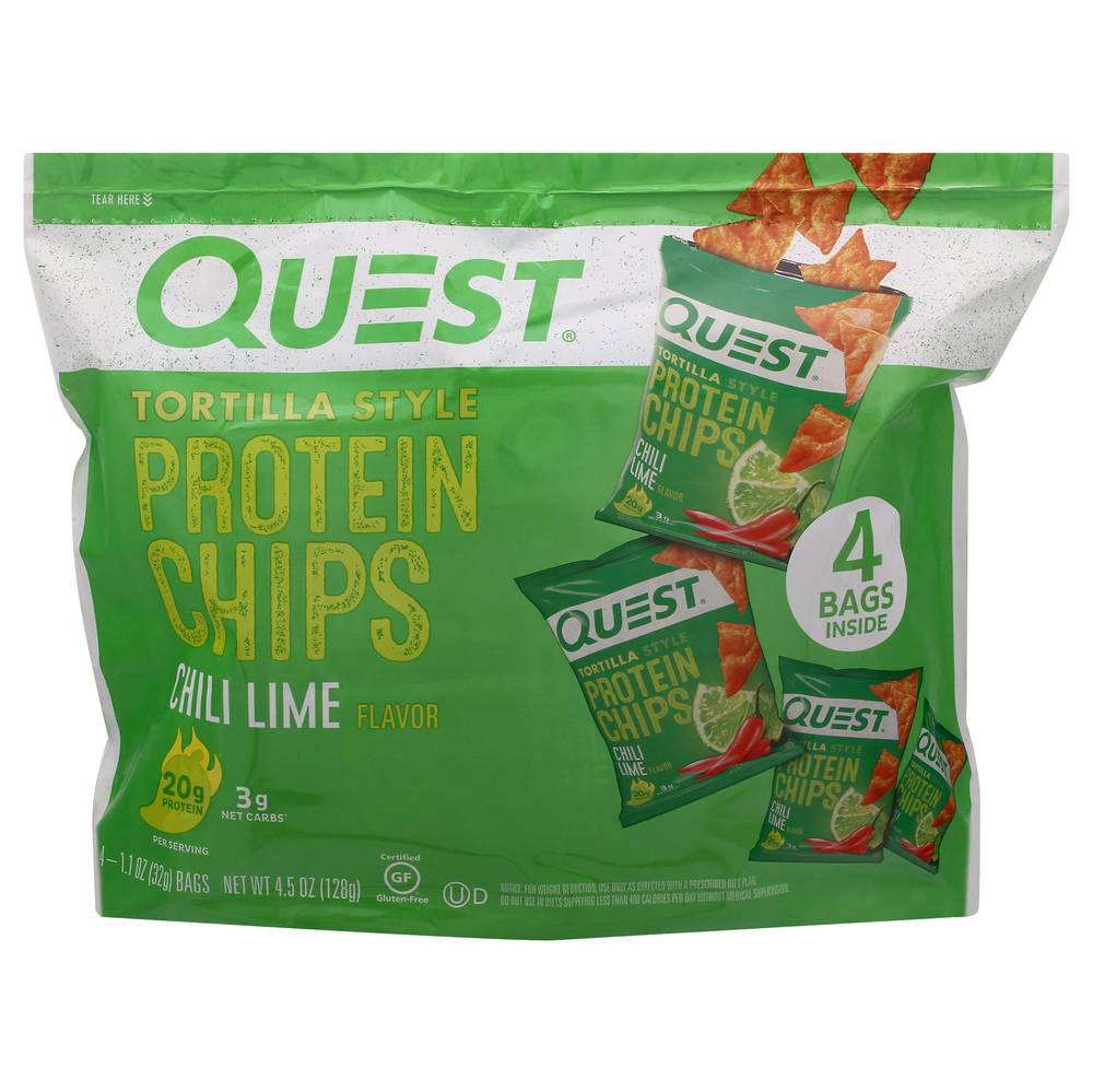 Quest Chili Lime Flavor Tortilla Style Protein Chips (4.5 oz, 4 ct)